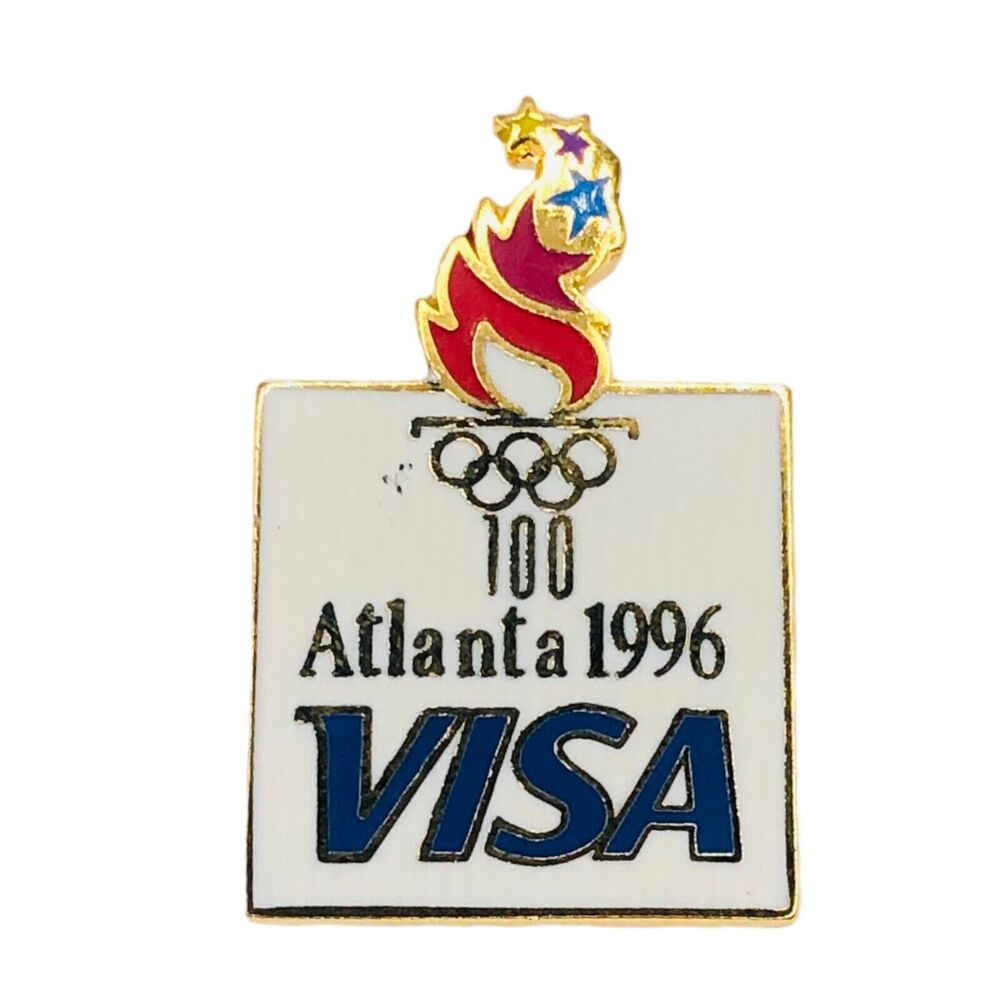1996 Olympics VISA Pin Atlanta Collection Lapel Hat Tie Enamel Brass Gold Tone